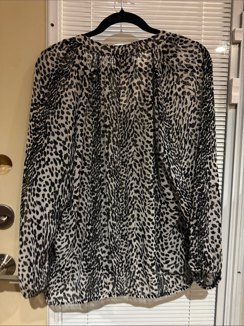 Romeo & Juliet Couture Black and White Animal Print Sheer Blouse - Picture 2 of 4